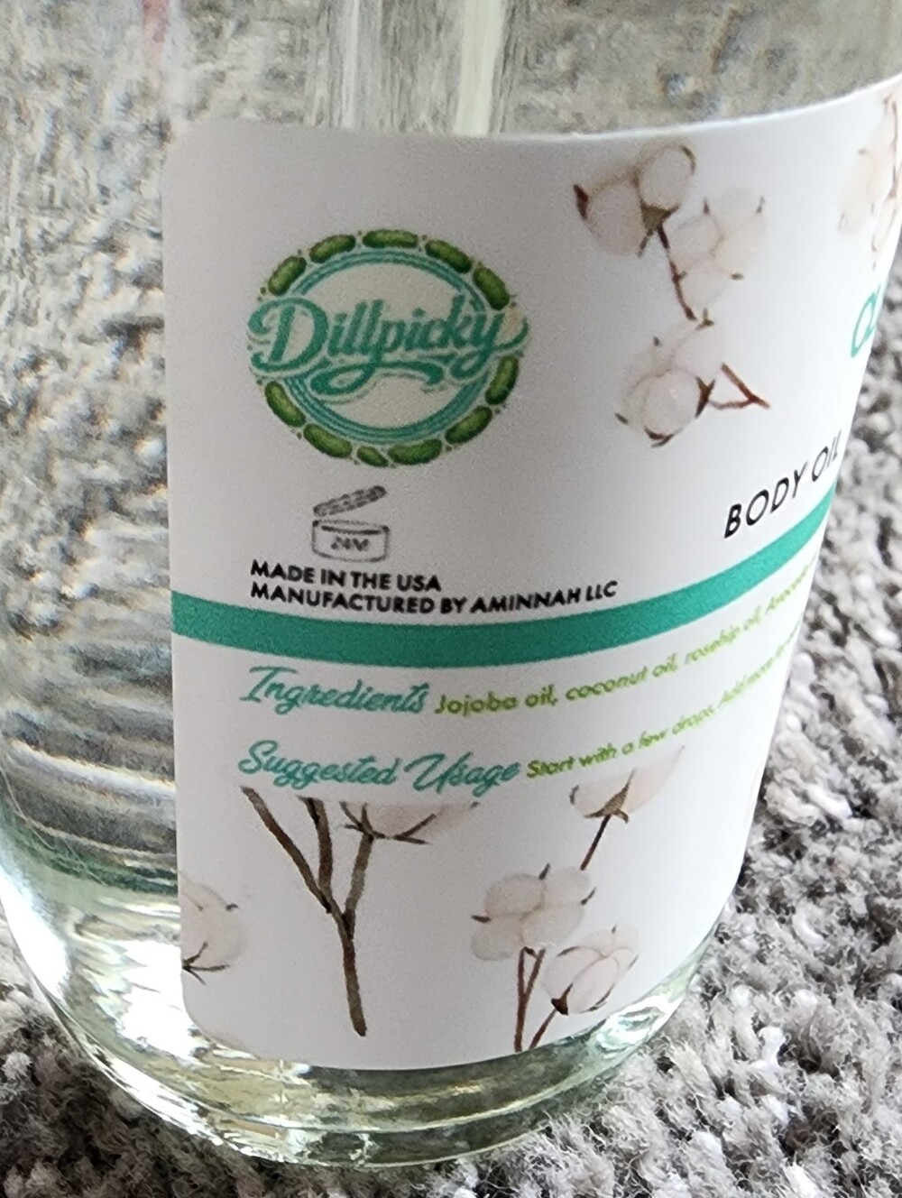 Clean Cotton Body Oil, Dillpicky x Aminnah, 4 fl oz dropper bottle -CLEAN BEAUTY